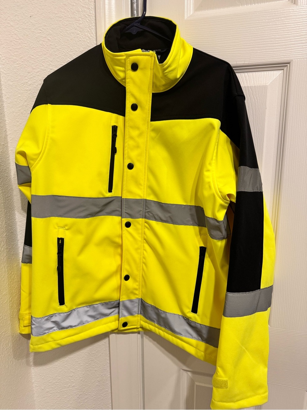 High-Visibility Yellow Utility Safety Jacket with Reflective Tape